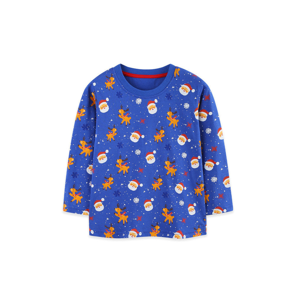 MyKids-USA® Autumn Arrival Kids Boys Christmas Cartoon Pattern Crew Neck Long Sleeves Top