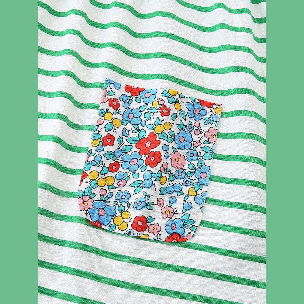 MyKids-USA® Autumn Arrival Baby Kids Girls Princess Striped and Flowers Pattern Long Sleeves Dress