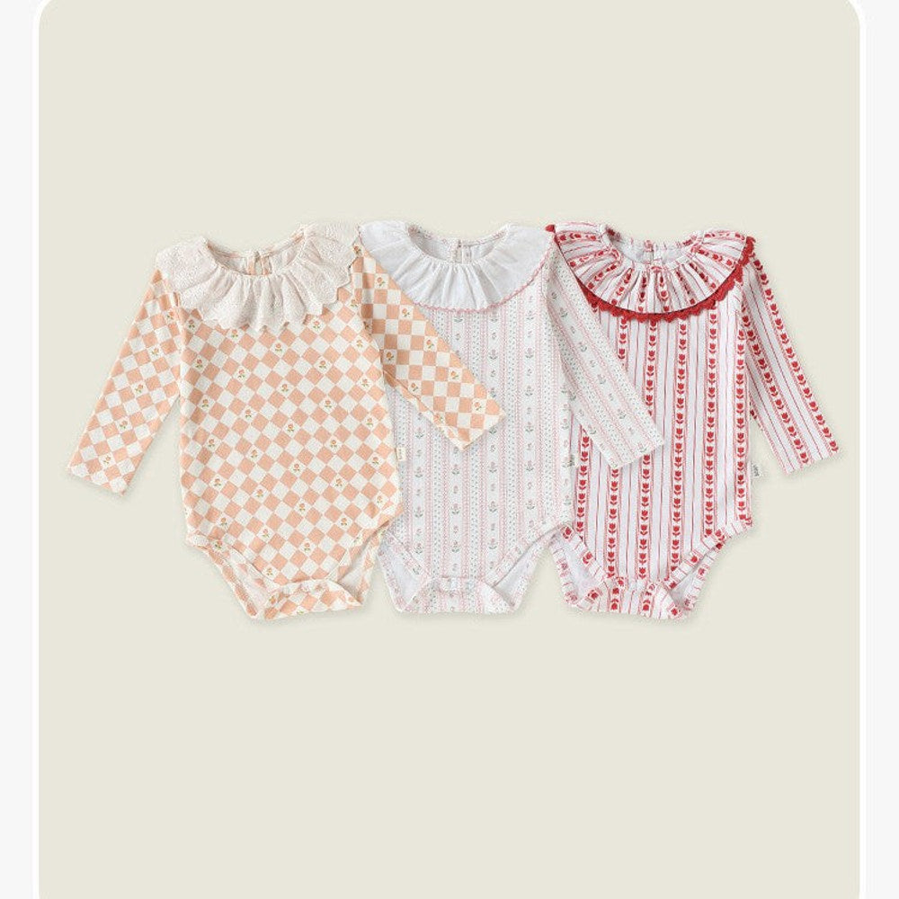MyKids-USA® Autumn Arrival Baby Kids Girls Princess Long Sleeves Flowers Pattern Bodysuit