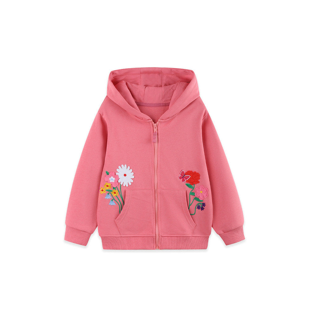 MyKids-USA® Autumn Arrival Girls’ Flowers Pattern Hooded Coat