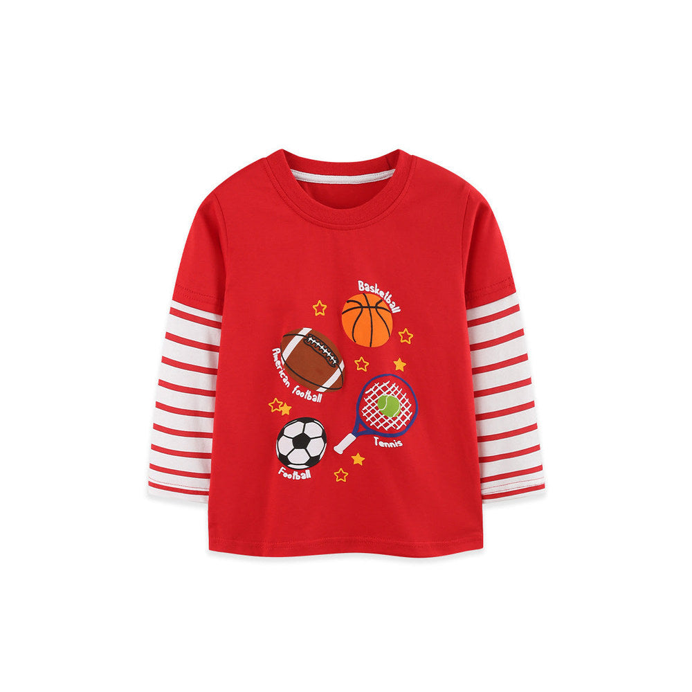 MyKids-USA® Autumn Arrival Kids Boys Sports Cartoon Pattern Crew Neck Long Sleeves Top