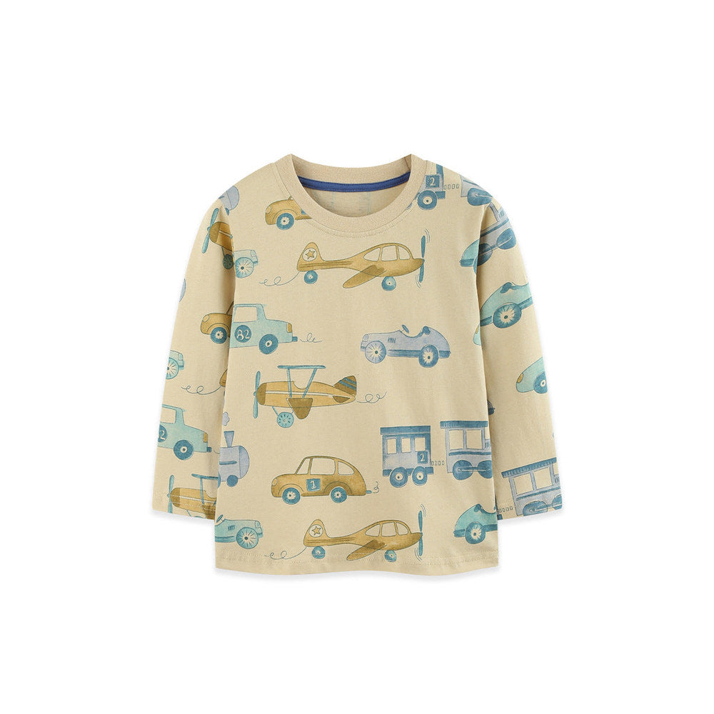 MyKids-USA® Autumn Arrival Kids Boys Cartoon Pattern Crew Neck Long Sleeves Top