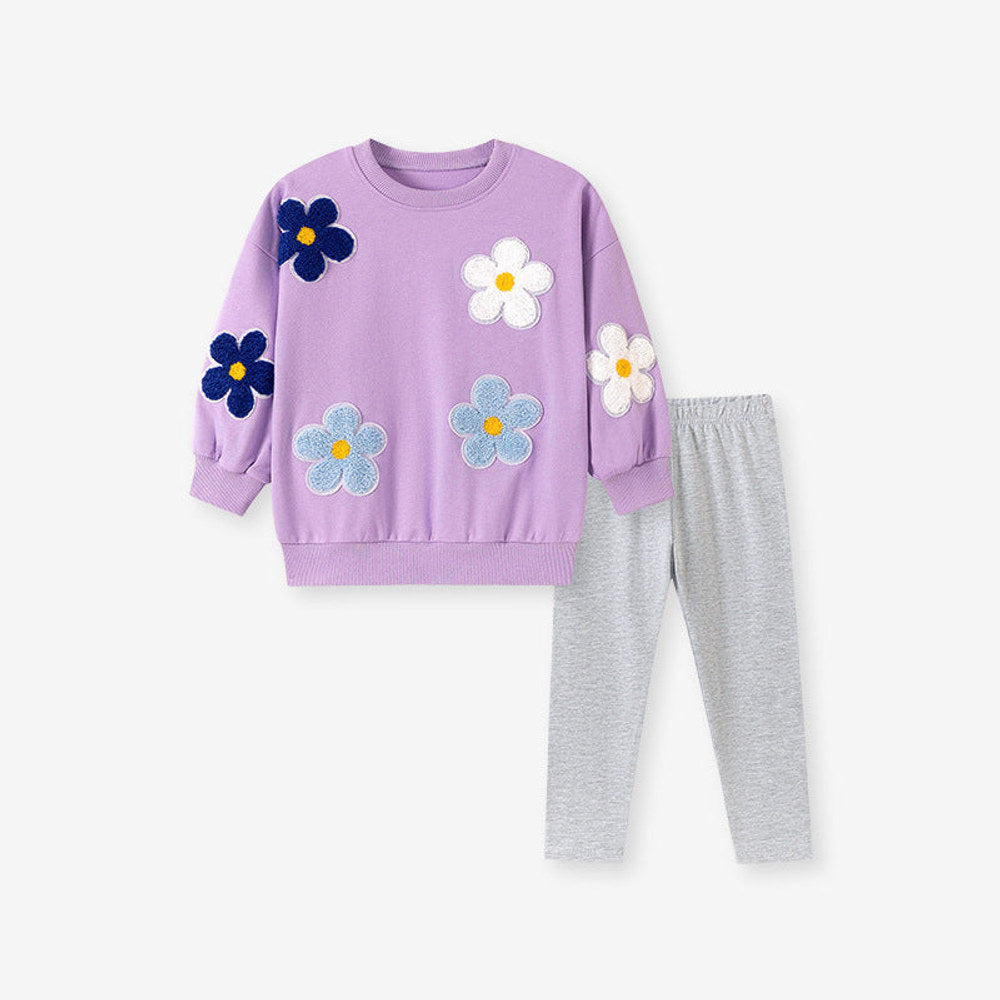 MyKids-USA® Autumn Baby Kids Girls Flowers Pattern Long Sleeves Sweatshirt and Pants Clothing Set