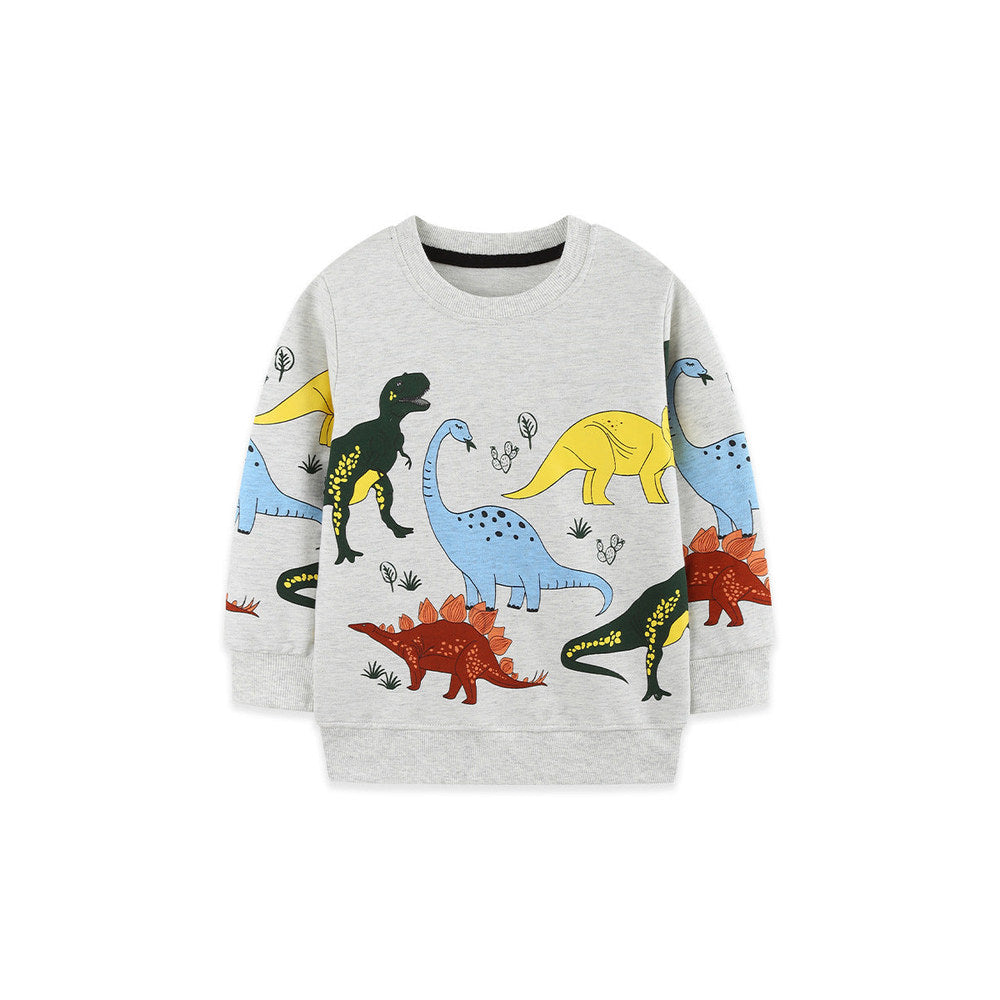 MyKids-USA® Autumn Arrival Kids Boys Cartoon Pattern Crew Neck Long Sleeves Top