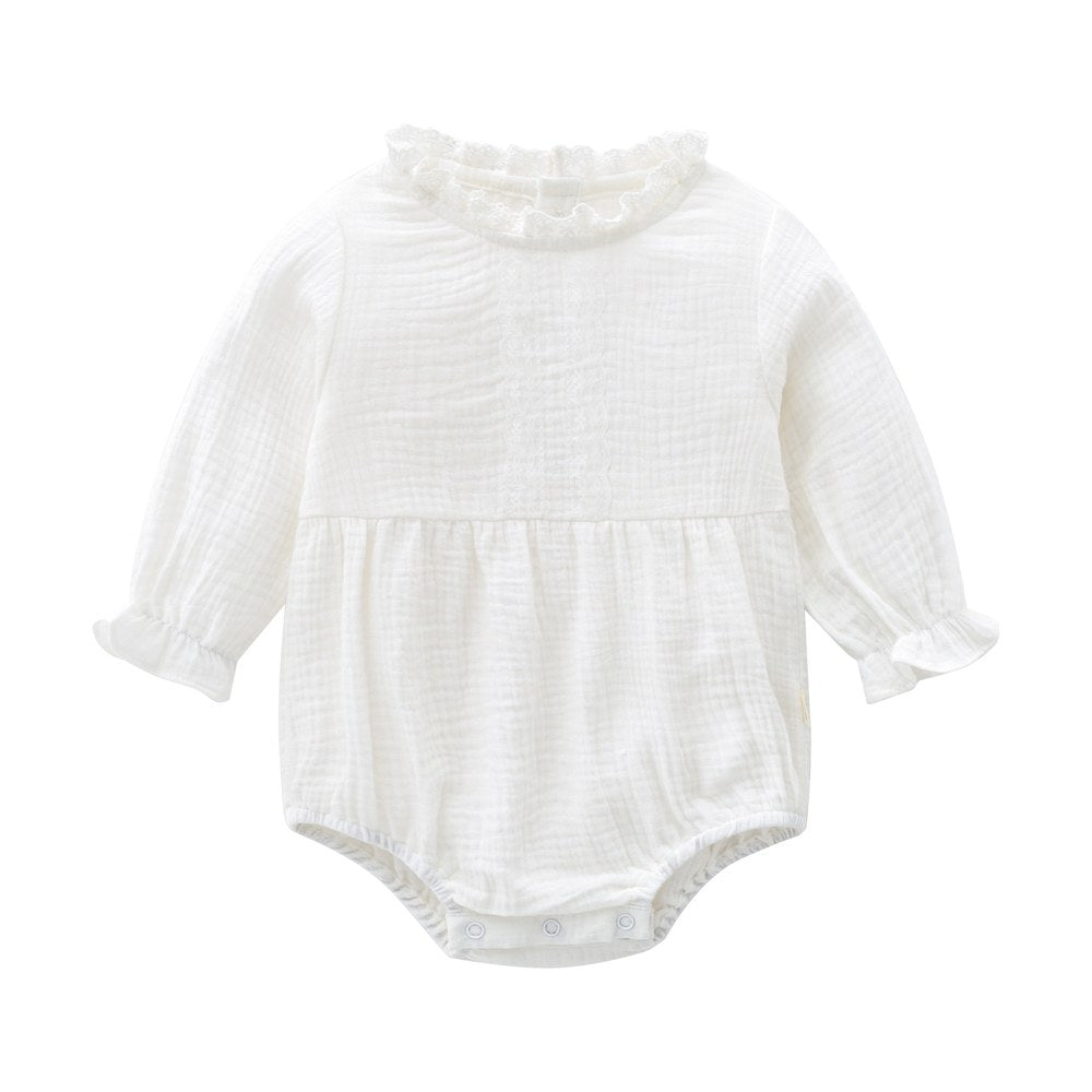 Baby Girl 2pcs Mesh Patchwork Design Solid Color Princess Style Bodysuit Bodysuit