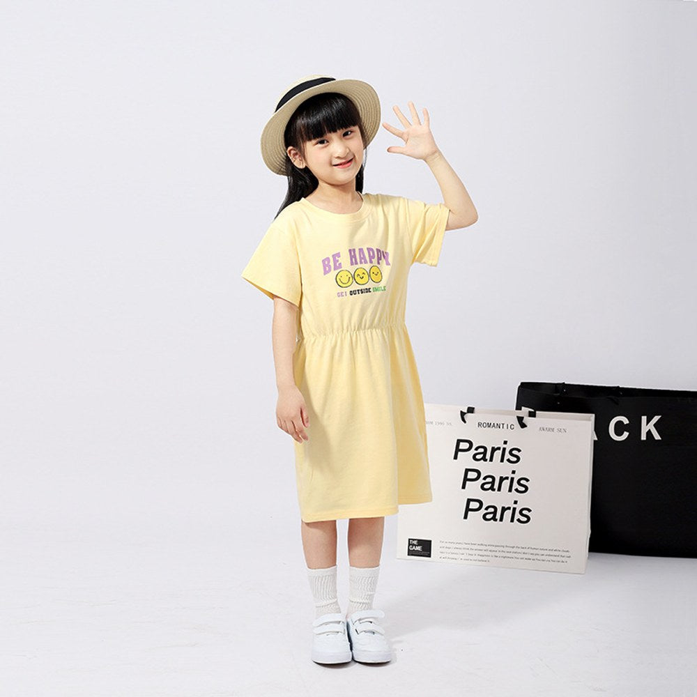 Baby Cartoon Print Pattern Simple Style Casual Dress