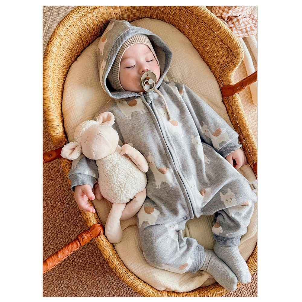 Unisex Baby's Fleece-lined Knitted Hooded Rompers for Warmth