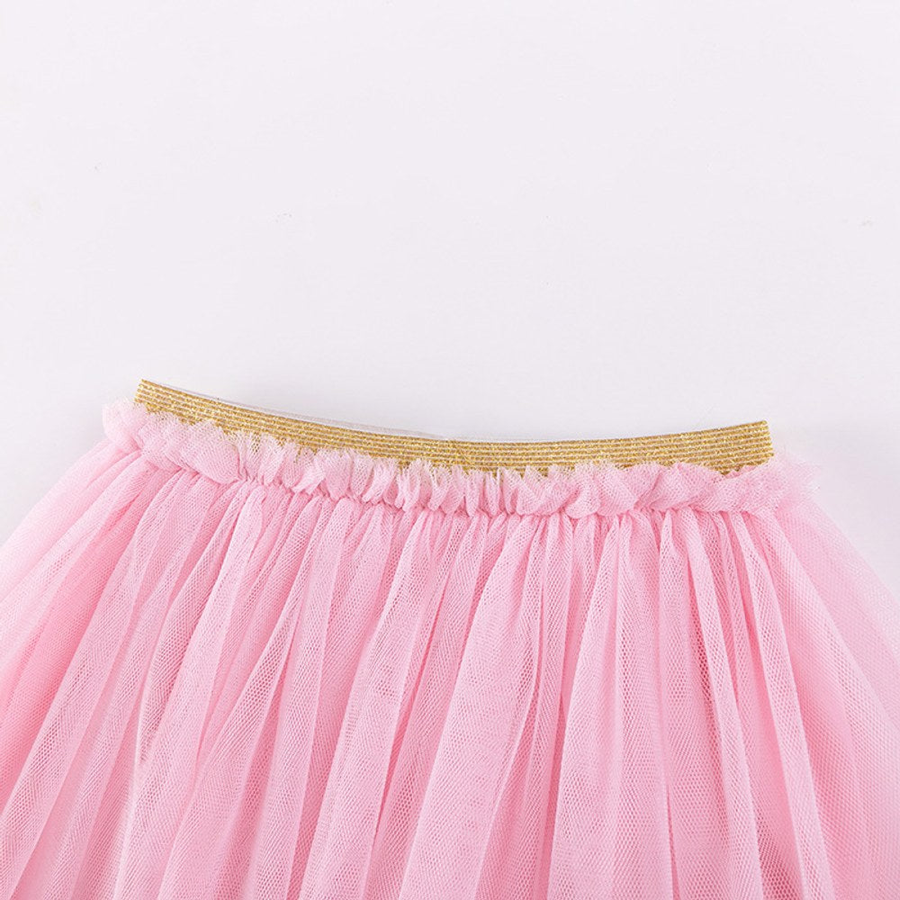 Baby Kids Girls Short Sleeves Cartoon Pattern T-shirt and Tulle Skirt 2-Piece Clothing Set