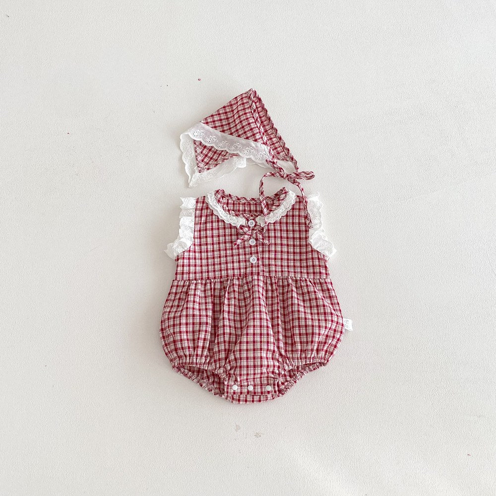 Baby Girls Sleeveless Plaid Pattern Bodysuit
