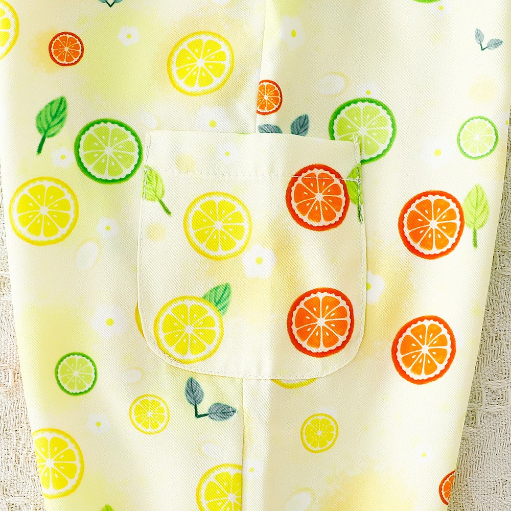Baby Kids Girls Short Sleeves White T-shirt and Fruits Pattern Overalls 2-piece Set