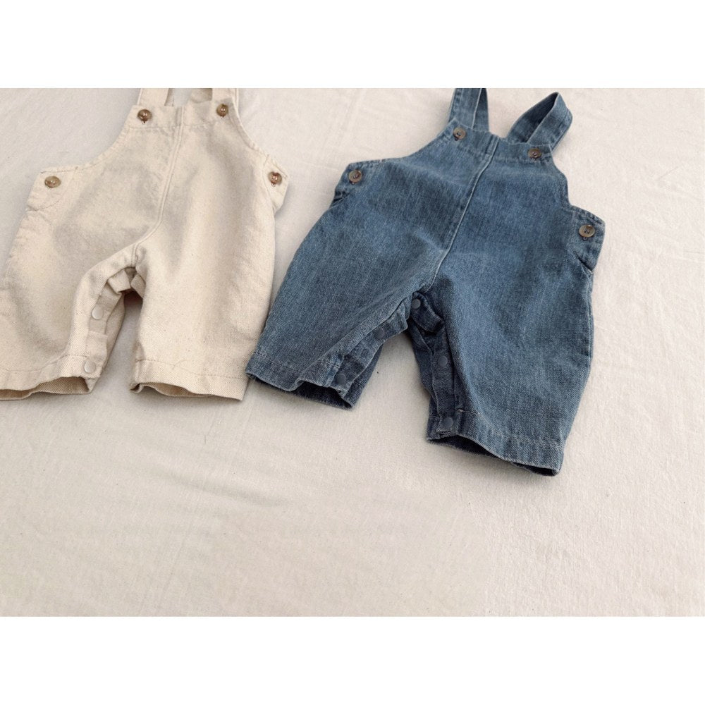 Baby Unisex Solid Color Sleeveless Romper Overalls
