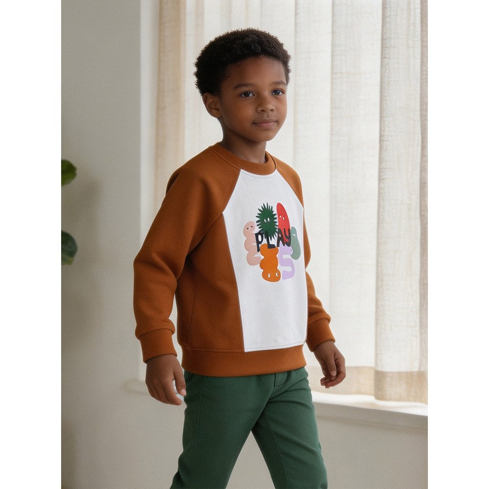Kids Boys Cartoon Pattern Crew Neck Long Sleeves Sweatshirt