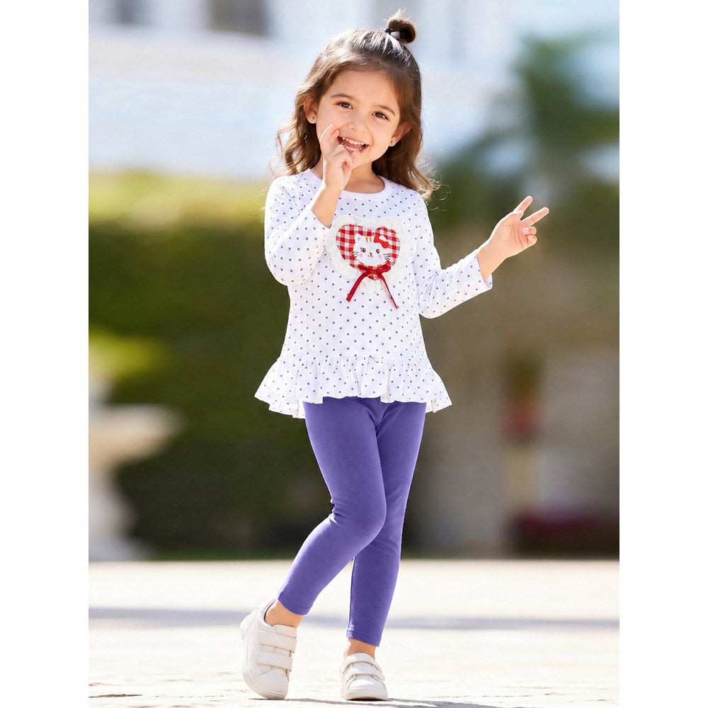 Baby Kids Girls Cartoon Pattern Long Sleeves Top and Pants 2-piece Clothing Set
