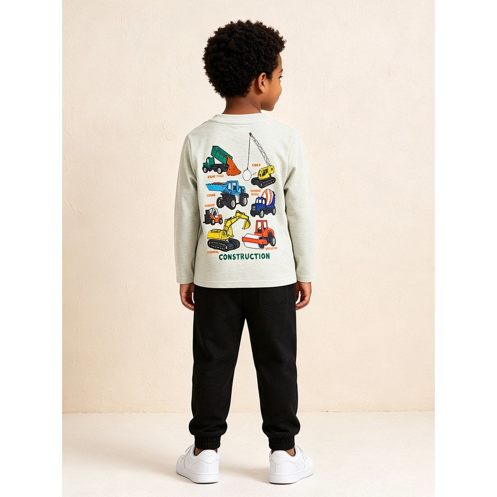 Kids Boys Cartoon Pattern Crew Neck Long Sleeves Top