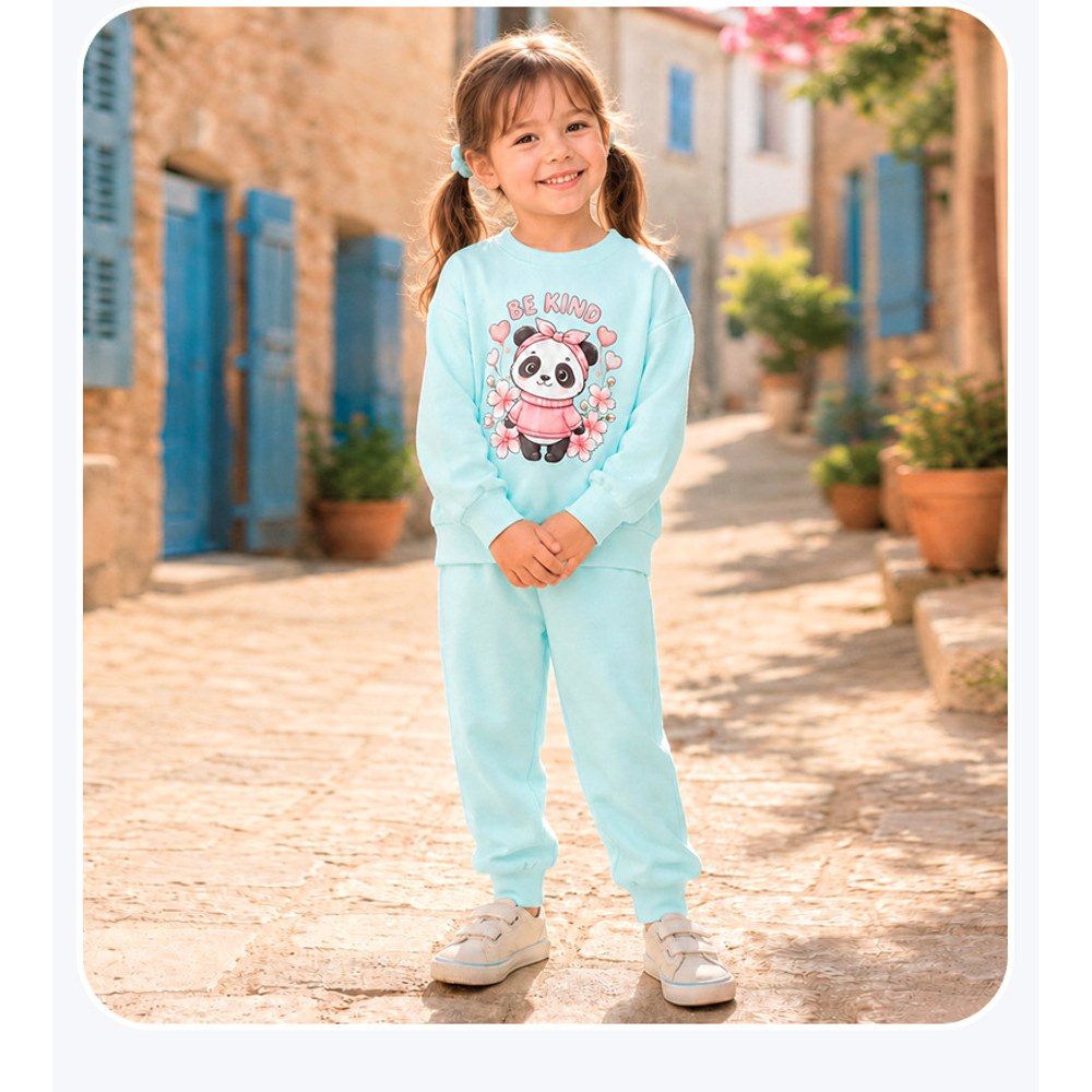 Baby Kids Girls Panda Pattern Long Sleeves Top and Pants 2-piece Clothing Set