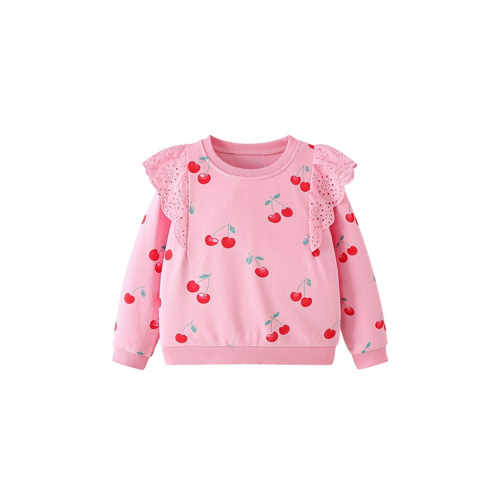 Baby Kids Girls Cherry Pattern Long Sleeves Top