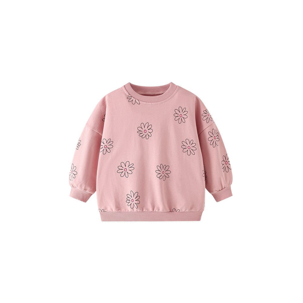 Baby Kids Girls Flowers Pattern Long Sleeves Sweatshirt