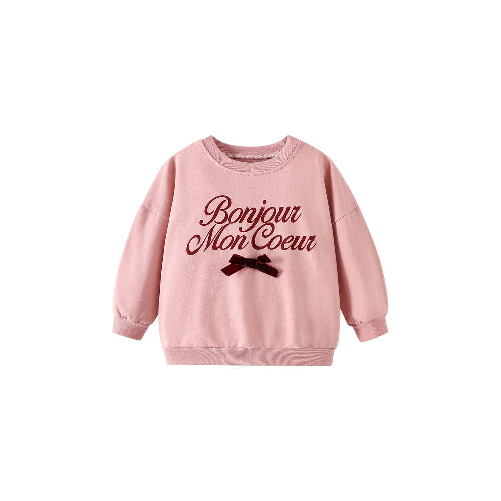 Baby Kids Girls Letters Pattern Long Sleeves Sweatshirt