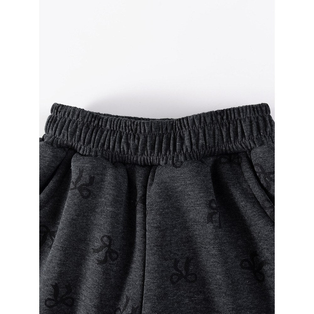 Girls Butterfly-bows Pattern Fleece-Lined Pants