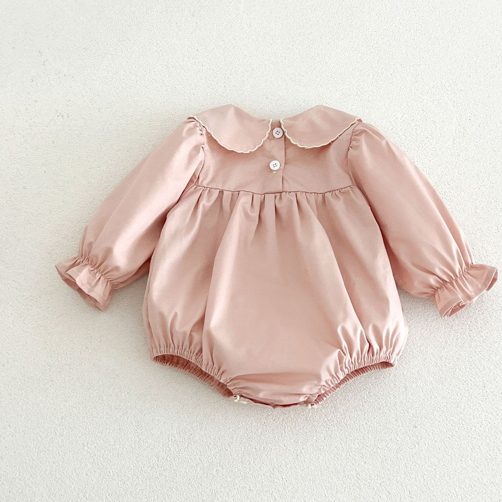 Baby Kids Girls Princess Long Sleeves Butterfly-bows Embroidered Bodysuit