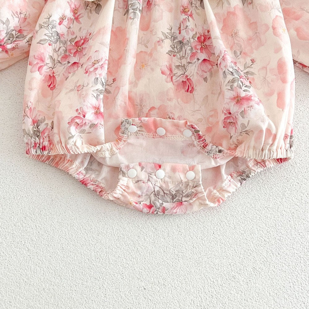 Baby Girls Long Sleeves Flowers Pattern Bodysuit