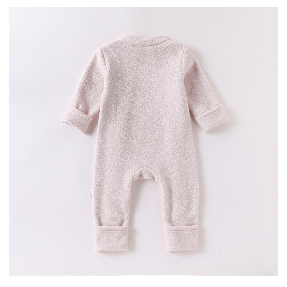 Baby Boys and Girls Polar Fleece Romper Warm Long Sleeve Full Length One Piece Suit with Double Zipper