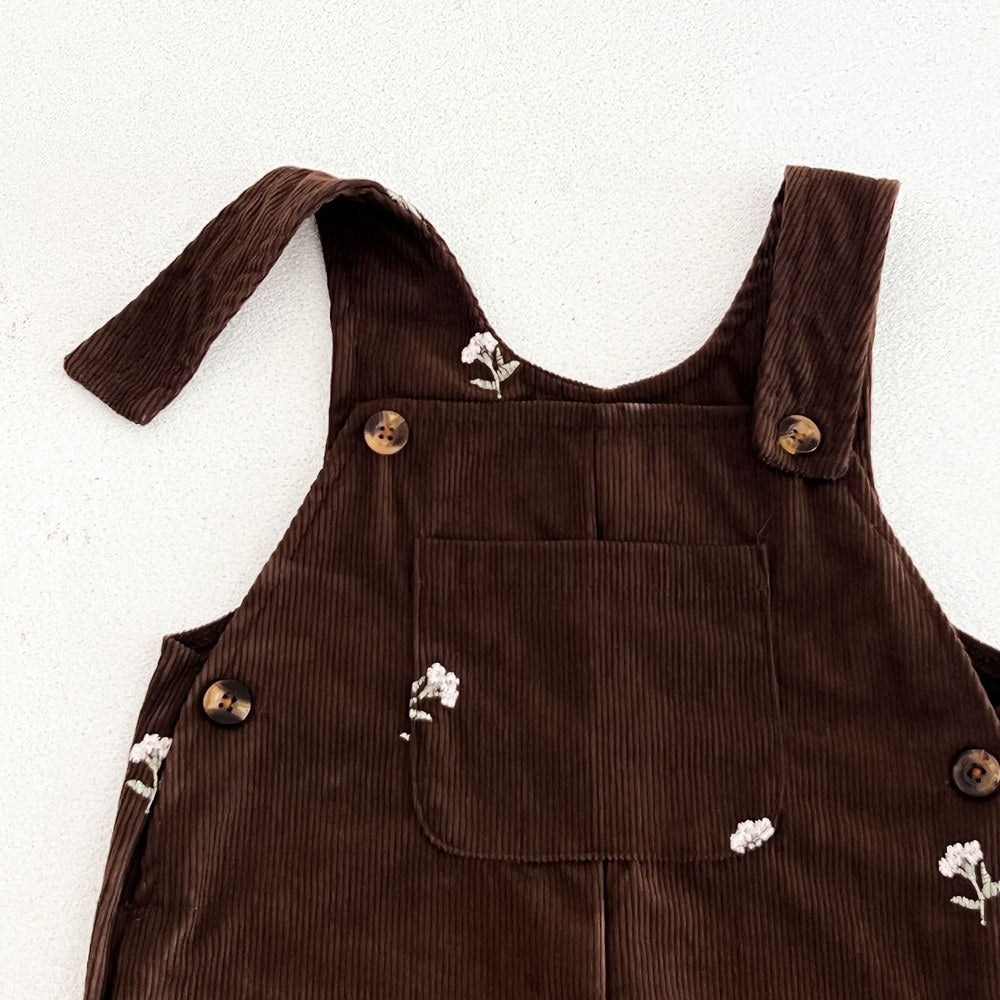 Baby Girls Sleeveless Flowers Embroidered Overalls