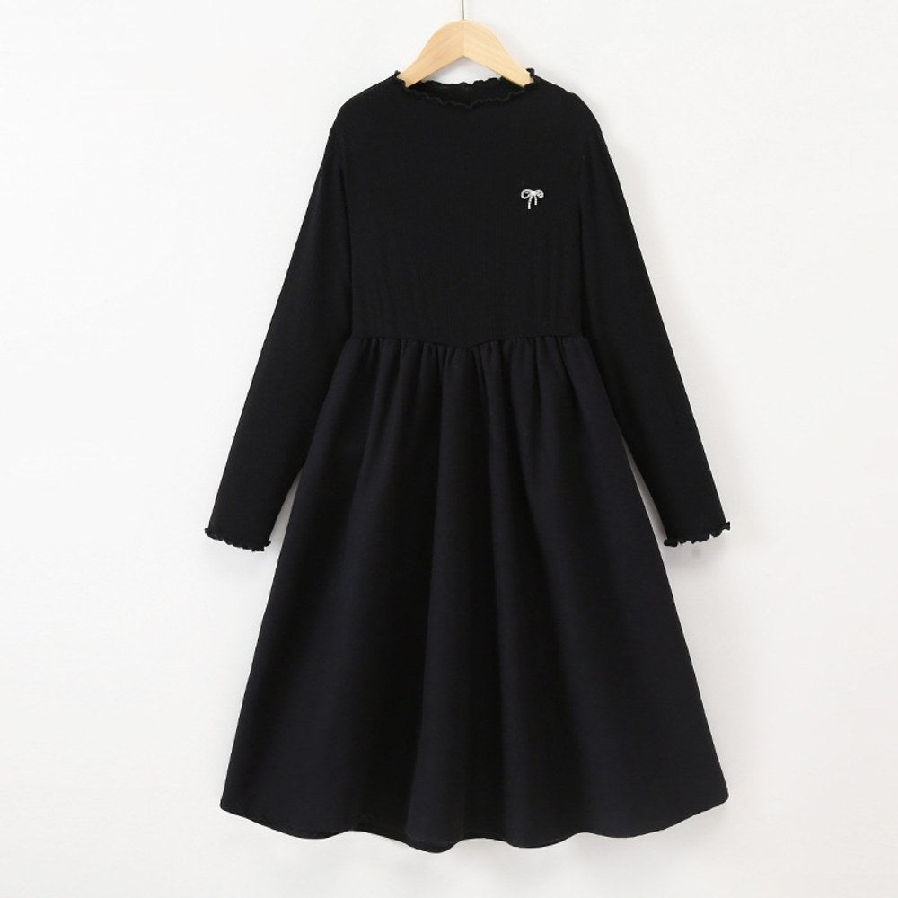 Kids Girls Long Sleeves Black Dress and Preppy Coat 2-Piece Clothing Set