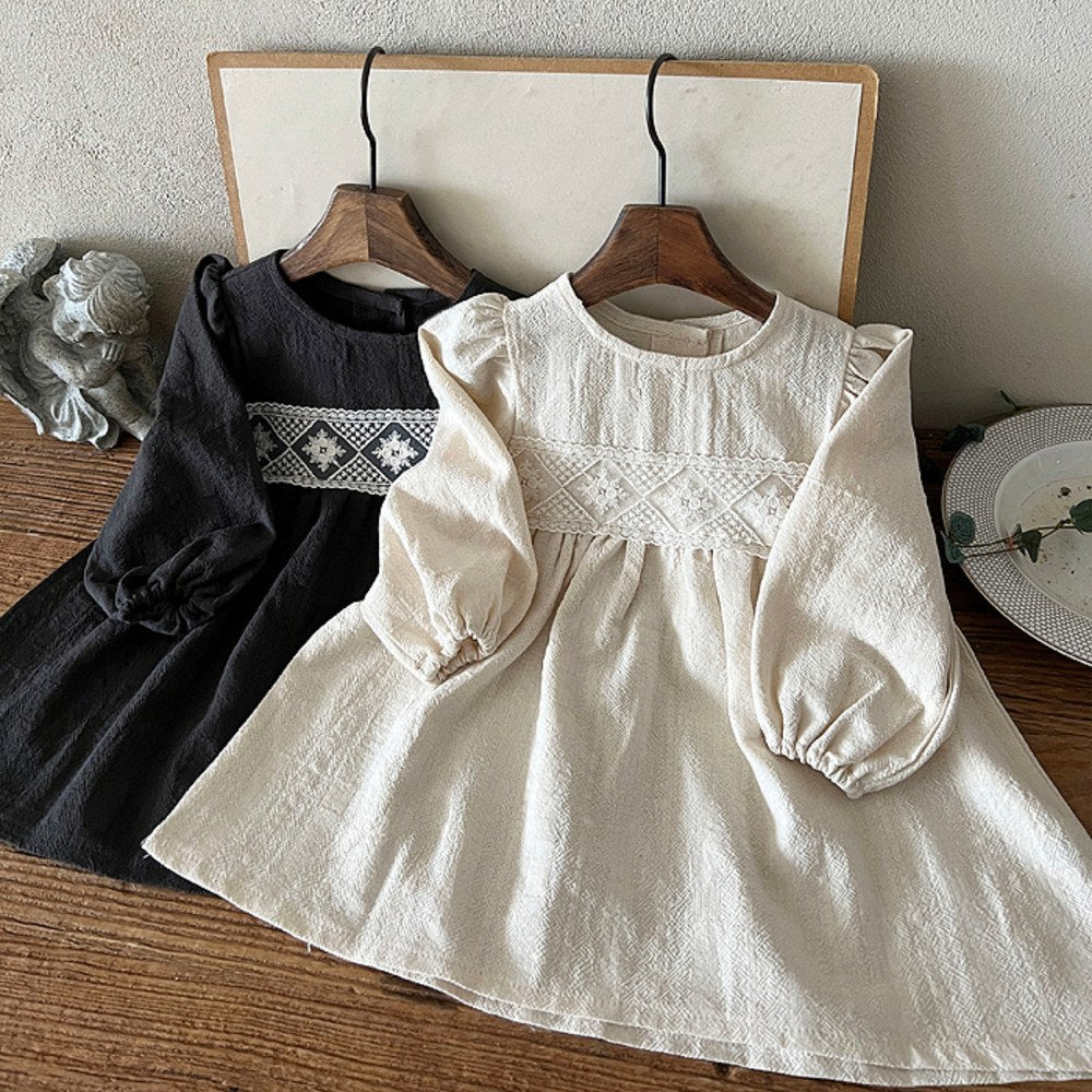 Baby Girls Long Sleeves Vintage Dress