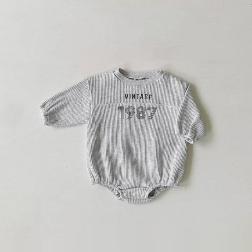 Baby Long Sleeves Vintage Letters Pattern Bodysuit