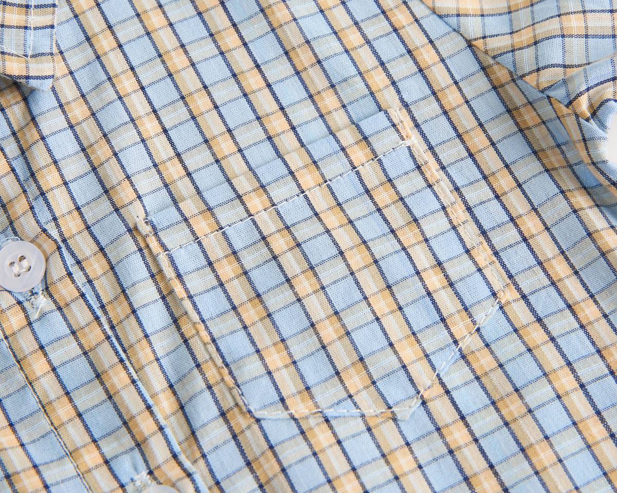 Baby Boy Plaid Pattern Single Breasted Design Polo-Neck Shirt Combo Shorts