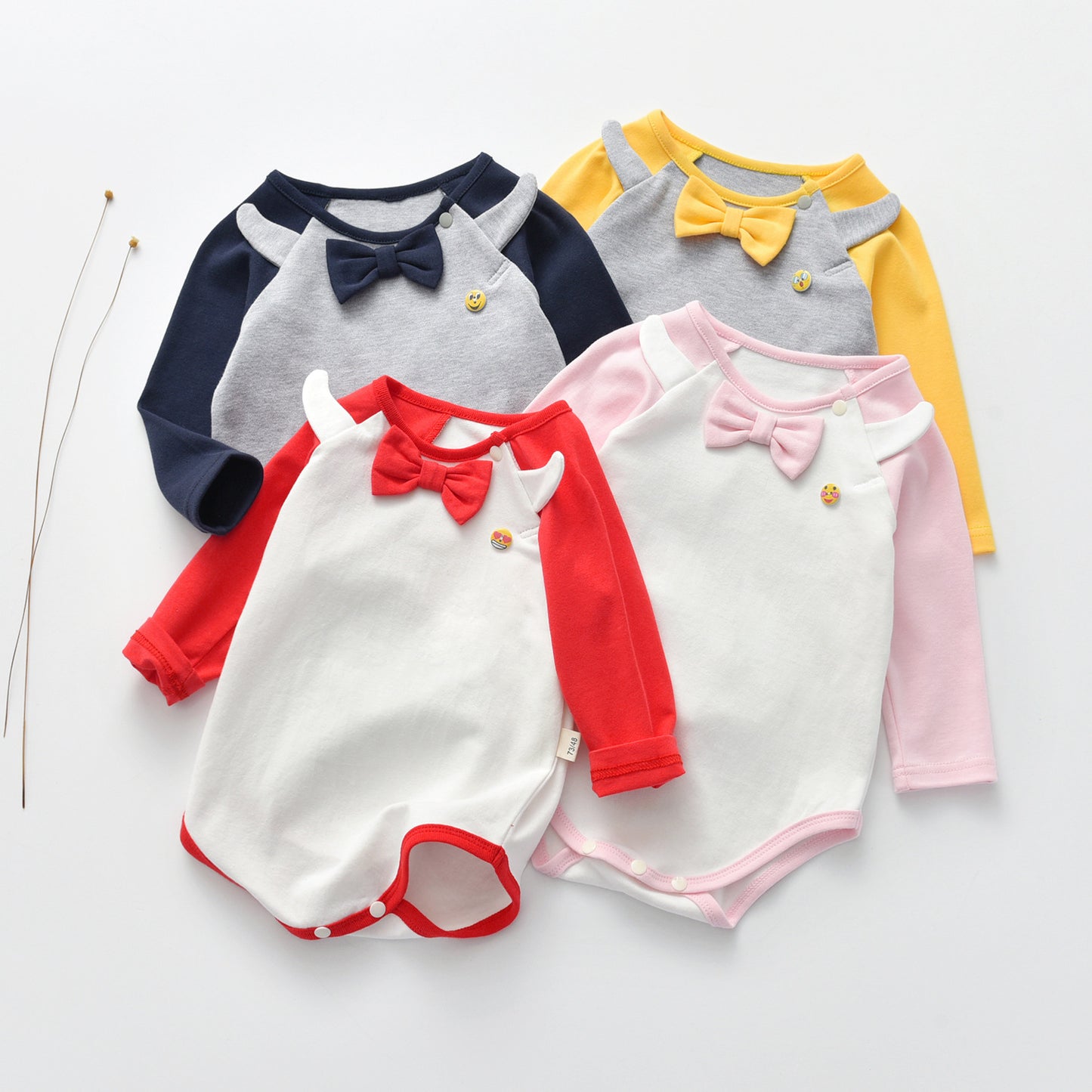 Baby 1pcs Bow Tie Patched Design Contrast Design Onesies Bodysuit, MyKids-USA®, Baby One-Pieces, MyKids-USA - - - - - - -