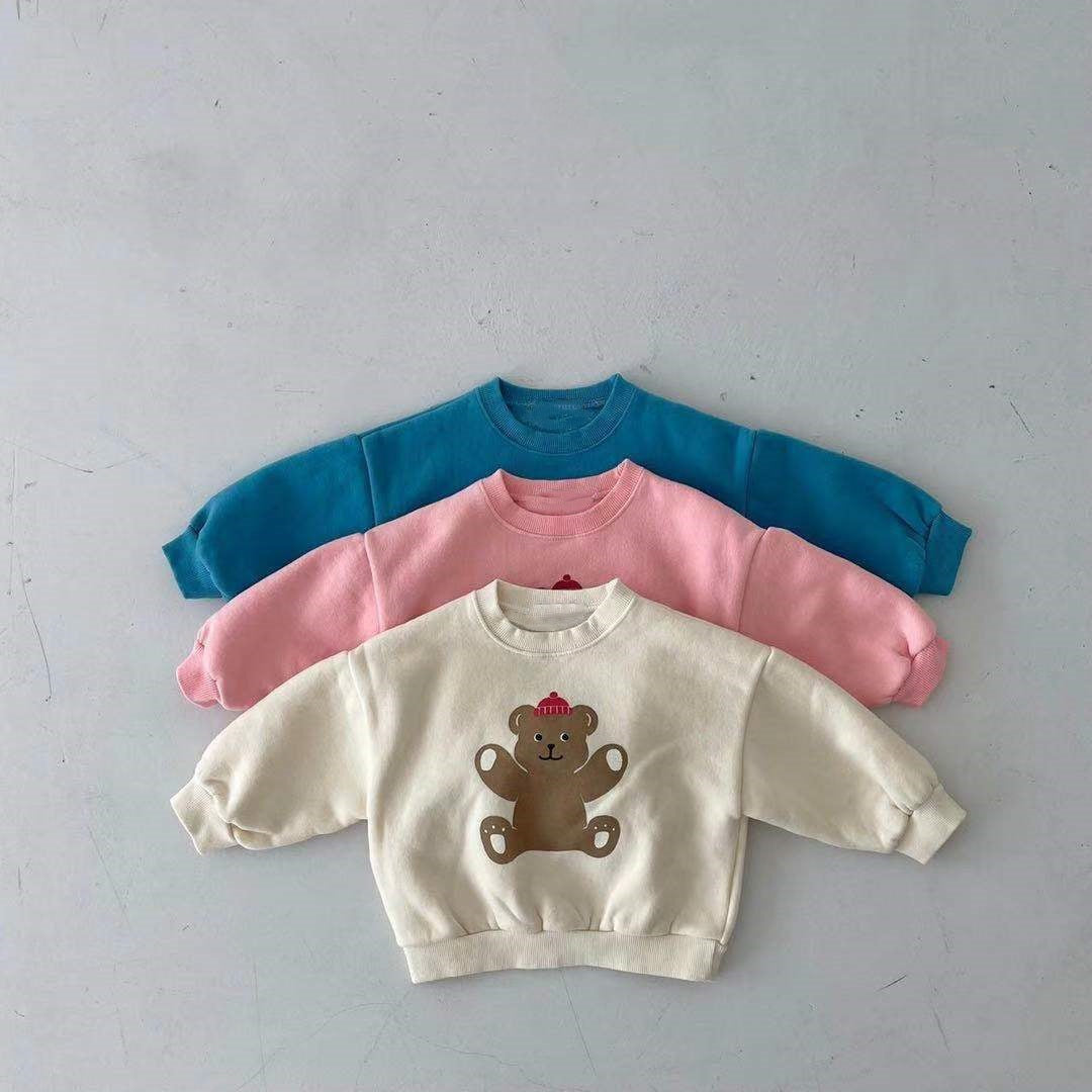 Baby Cartoon Bear Graphic Long Sleeves Cotton Casual Hoodies, MyKids-USA®, Baby & Toddler Outerwear, MyKids-USA - - - - - - -