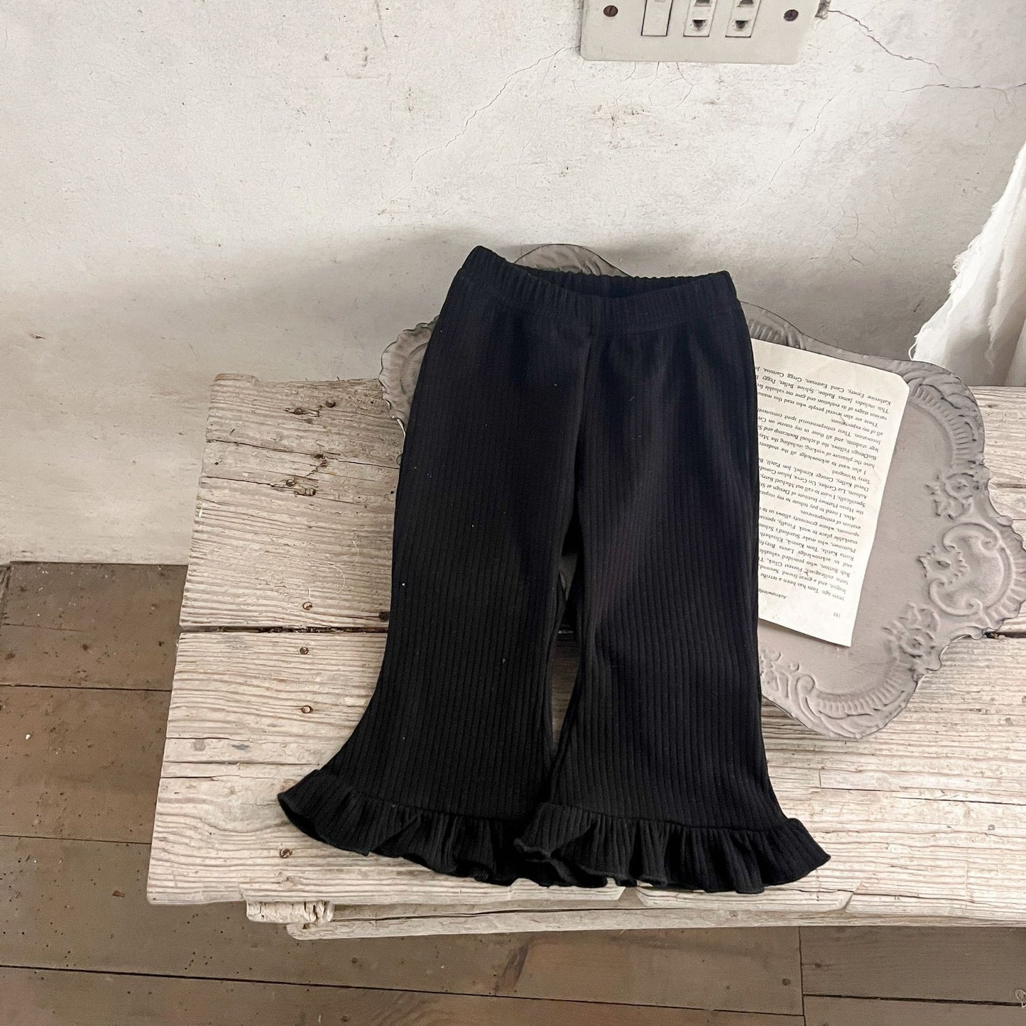 Baby Solid Color Elastic Cotton Comfy Flared Pants, MyKids-USA®, Baby & Toddler Bottoms, MyKids-USA - Size/Age - 66 (3-6M) - Color - Black - - - JM2304100040-B