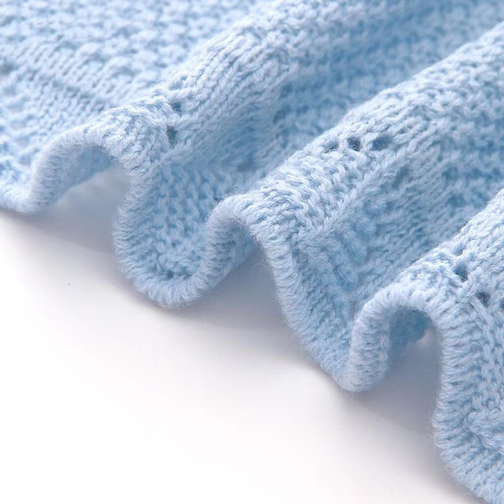 Children Solid Color Hollow Carved Graphic Design Simply Style Wool Quilt Blanket, MyKids-USA®, Blanket, MyKids-USA - - - - - - -