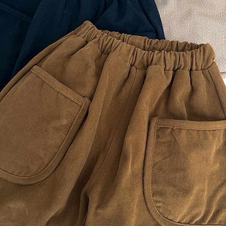 Baby Solid Color Casual Double Layel Thickened Vintage Style Pants, MyKids-USA®, Baby & Toddler Bottoms, MyKids-USA - - - - - - - .