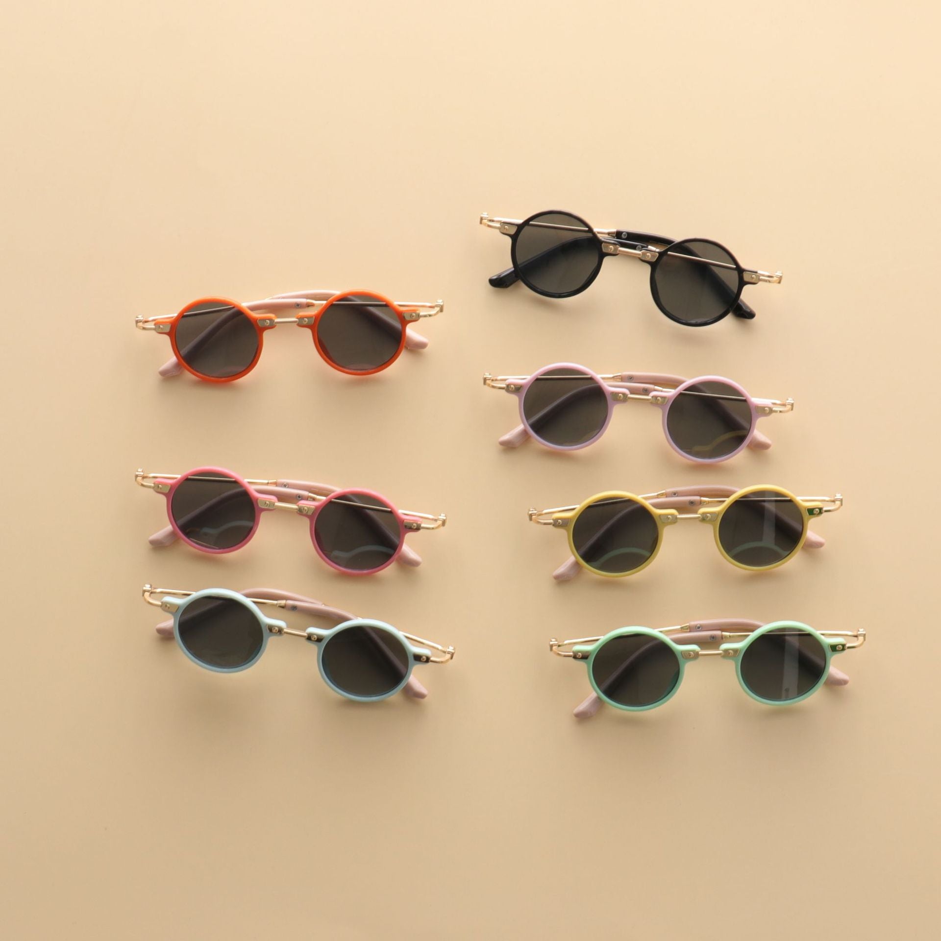 Kids Small Frame Design Vintage Style Metal Sunglasses 
