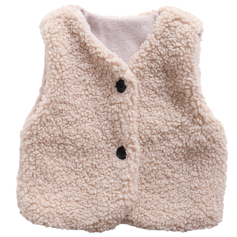 Baby Berber Fleece Design Button Front Warm Coat Vest, MyKids-USA®, Baby & Toddler Outerwear, MyKids-USA - - - - - - -
