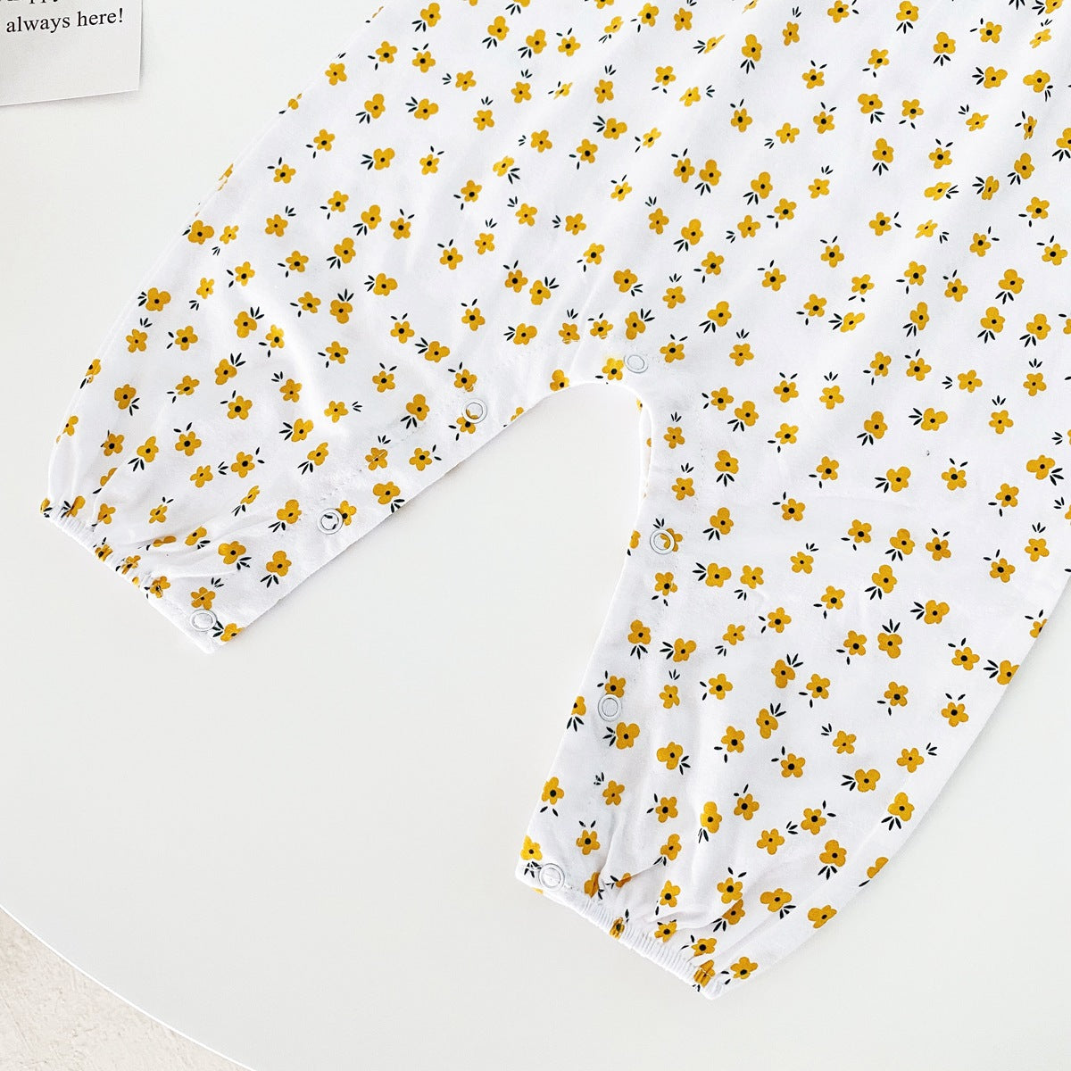 Baby Girl Ditsy Floral Print Carrot Embroidered Pattern Lapel Romper, MyKids-USA®, Baby One-Pieces, MyKids-USA - - - - - - -