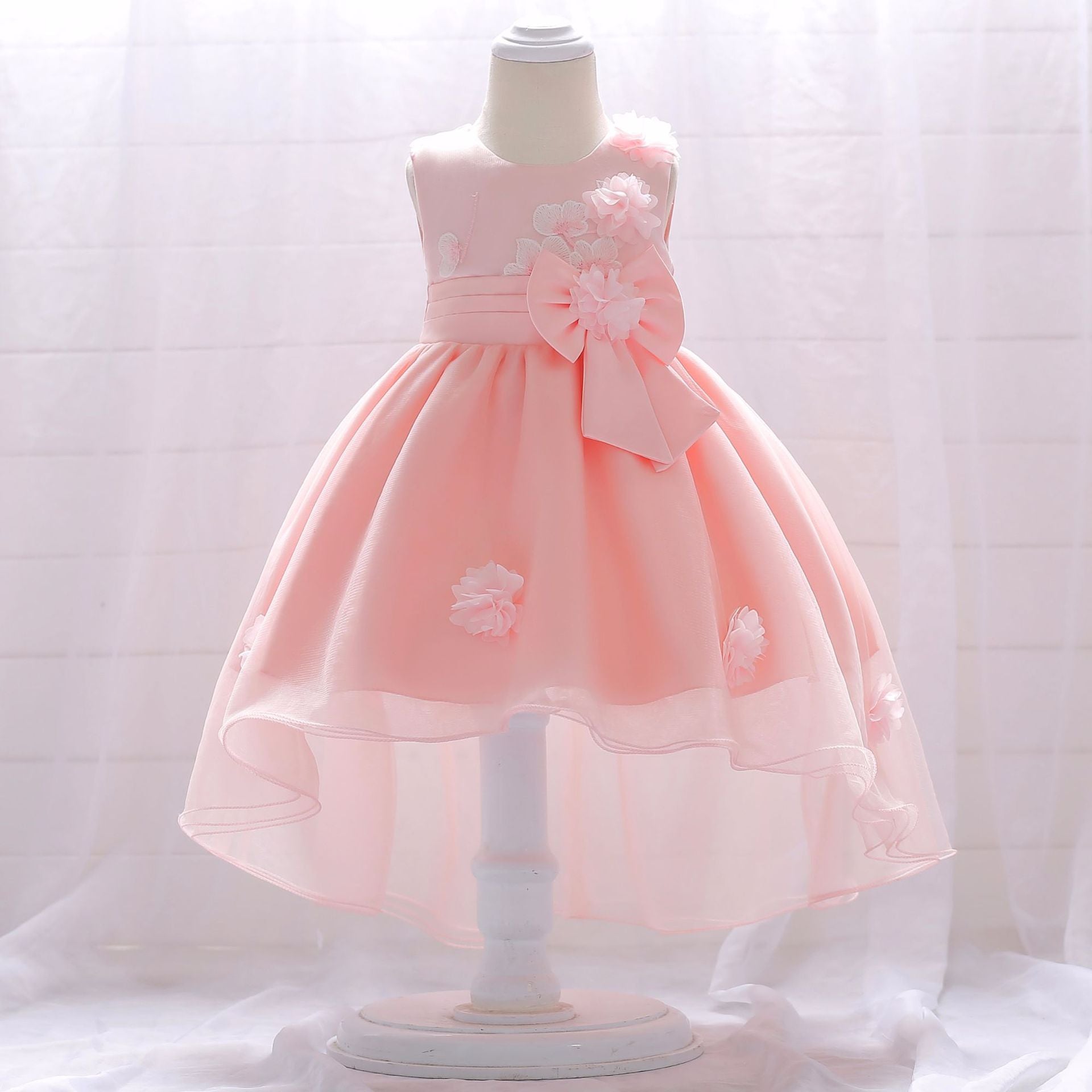 Baby Girl Full Moon Christening Trailing Tutu Formal Dress MyKids-USA Baby Girl Full Moon Christening Trailing Tutu Formal Dress MyKids-USA