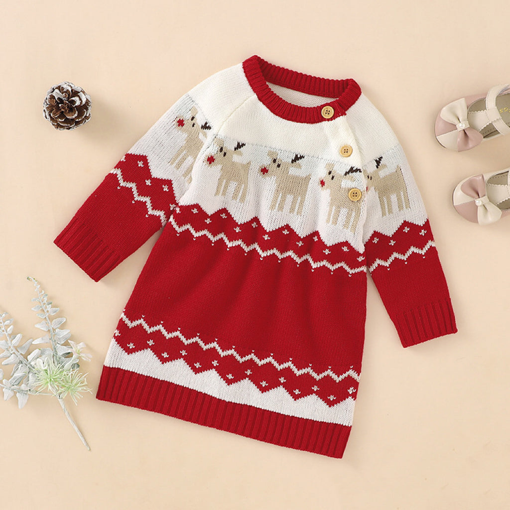 Baby Girl Embroidered Pattern Long Sleeve Autumn Style Christmas Dress MyKids-USA Baby Girl Embroidered Pattern Long Sleeve Autumn Style Christmas Dress MyKids-USA