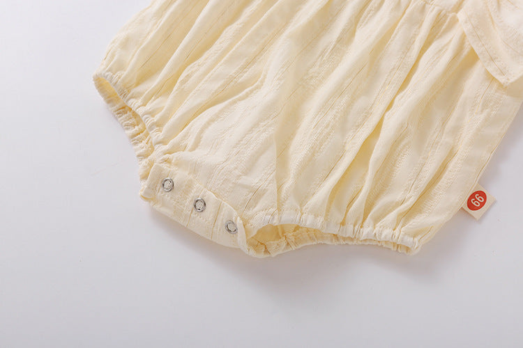 Baby Girl Solid Color Square Collar Design Short-Sleeved Onesies With Headband In Summer Outside Wearing, MyKids-USA®, Baby & Toddler Outerwear, MyKids-USA - - - - - - -