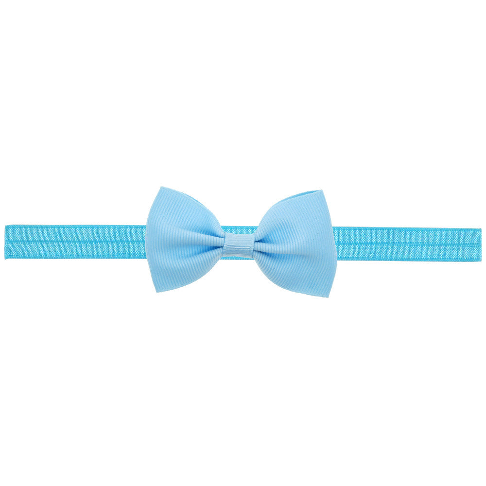 Newborn Baby Small Size Bow Patched Pattern Solid Color Elastic Headband, MyKids-USA®, Headbands, MyKids-USA - Size/Age - Average Size (0-6Y) - Color - Light Blue - - - JM2206182407-J