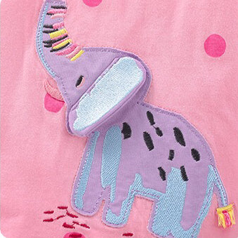 Baby Girl Elephant Embroidered & Dot Pattern Long Sleeve Shirt My Kids-USA