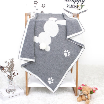 Baby Cartoon Rabbit & Footprints Embroidered Graphic 3D Tail Blanket My Kids-USA
