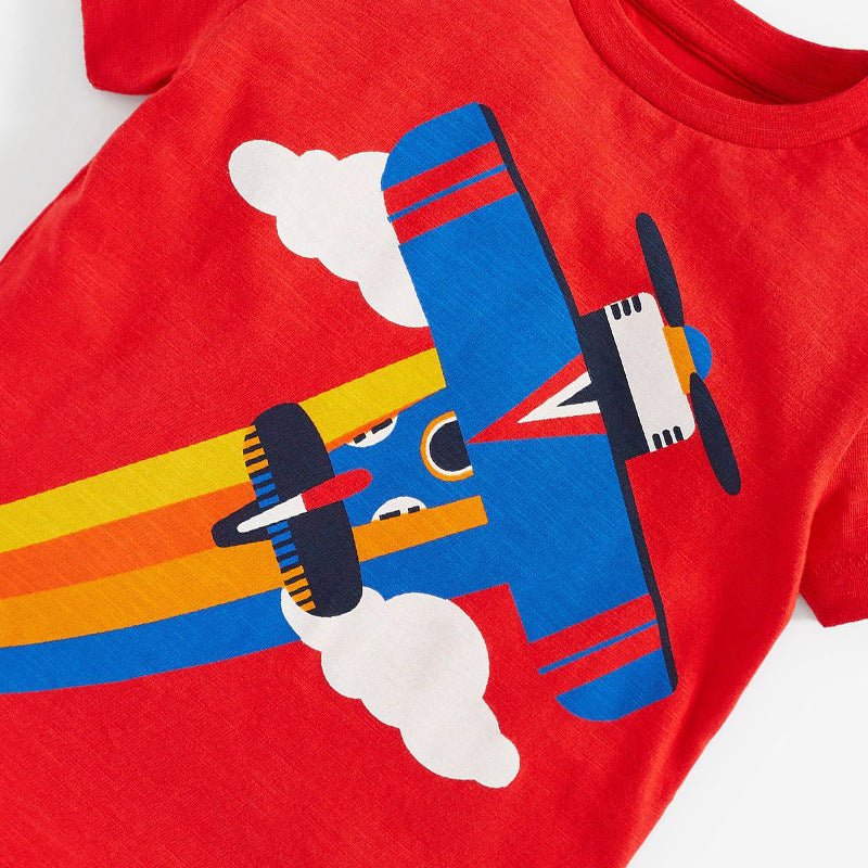 Baby Boy Cartoon Graphic Red Fashion Cotton T Shirt, MyKids-USA®, Baby & Toddler Tops, MyKids-USA - - - - - - -