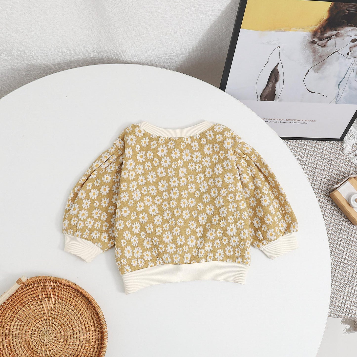 Baby Girl Daisy Pattern Single Breasted Design Puff Sleeve Sweet Cardigan My Kids-USA