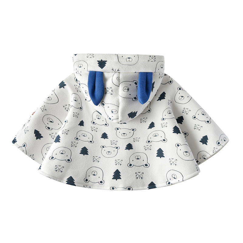 Baby Cartoon Bear Print Pattern Thickened Cape Cute Shawl, MyKids-USA®, Baby & Toddler Outerwear, MyKids-USA - - - - - - -