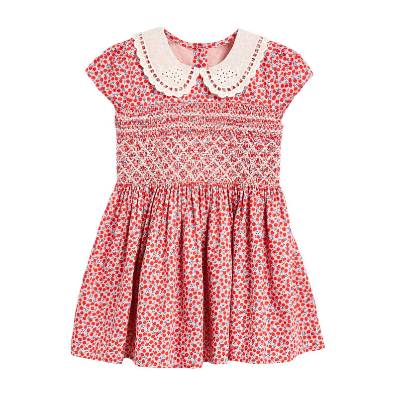 Baby Girl Ditsy Flower Print Hollow Carved Neck Knitted Waist Dress Baby Girl Ditsy Flower Print Hollow Carved Neck Knitted Waist Dress