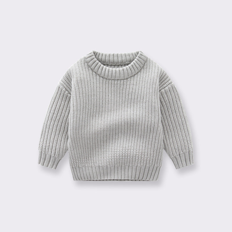 Baby Solid Color Handknit Design Quality Pullover Loose Sweater